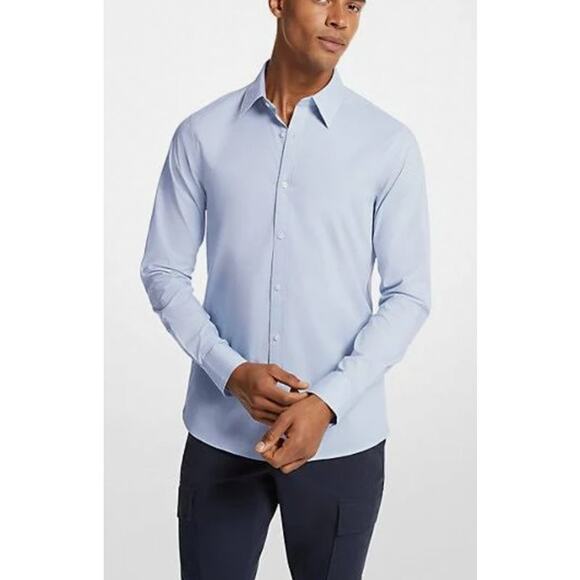 Michael Kors Blue 100% Cotton Button Front Shirt size Large - Picture 1 of 7